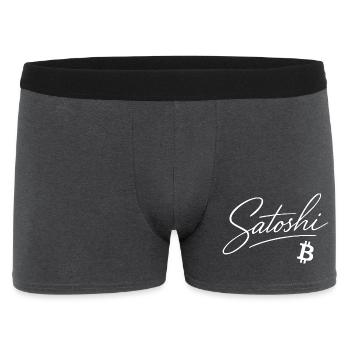 Satoshi Shirt für Bitcoin und Crypto Fans - Männer Boxer Shorts - Anthrazit - Vorne