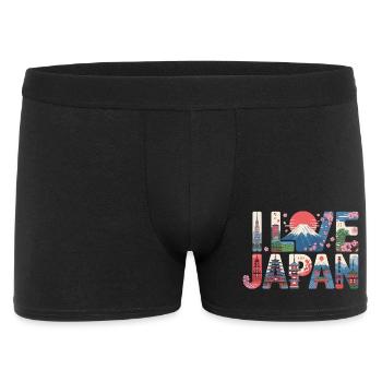 Japan Skyline Kirschblüten Fuji Tempel Urlaub - Männer Boxer Shorts - Schwarz - Vorne