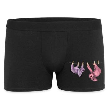 Faultier chillt  lustig Tiermotiv Geschenkidee - Männer Boxer Shorts - Schwarz - Vorne