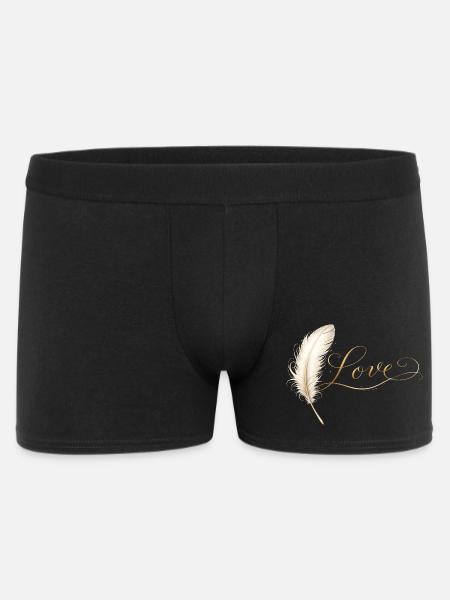 Love Lettering with Feather Elegant Design - Men's Boxer Shorts - black