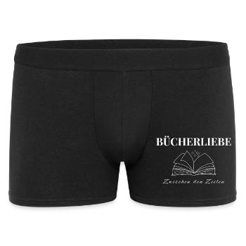 Bücherliebe Zwischen den Zeiten - Männer Boxer Shorts - Schwarz - Vorne