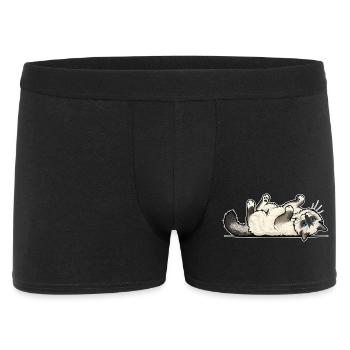 Grauer getigerter Katzen-Jäger-Jäger-Porträt - Männer Boxer Shorts - Schwarz - Vorne