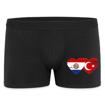 Paraguay Türkei Flagge Herz used - Männer Boxer Shorts - Schwarz - Vorne