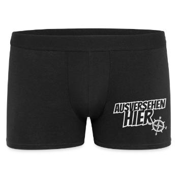 Ausvsersehen hier mit Kompass, Ironie - Männer Boxer Shorts - Schwarz - Vorne