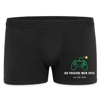 Ich pausiere mein Spiel nur für dich - Lustiges Ga - Männer Boxer Shorts - Schwarz - Vorne