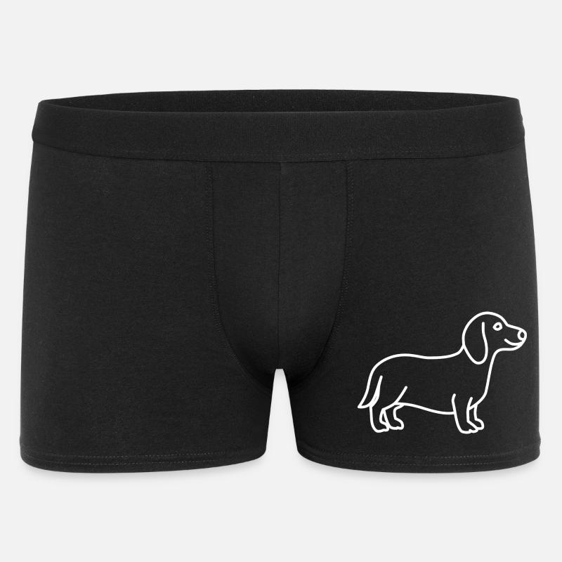 Dackel weiß - Männer Boxer Shorts - Schwarz