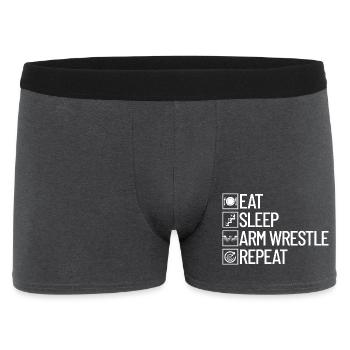 Manger, dormir, faire du bras de fer, répéter, bras de fer - Boxer Homme - charbon - Devant