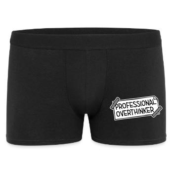 Professional Overthinker Lustig Grübeln Angst Logo - Männer Boxer Shorts - Schwarz - Vorne