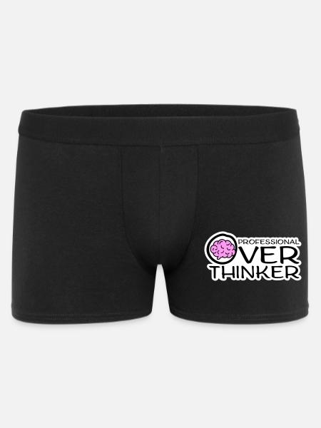 Professional Overthinker Funny Brooding Anxiety Logo - Men's Boxer Shorts - black