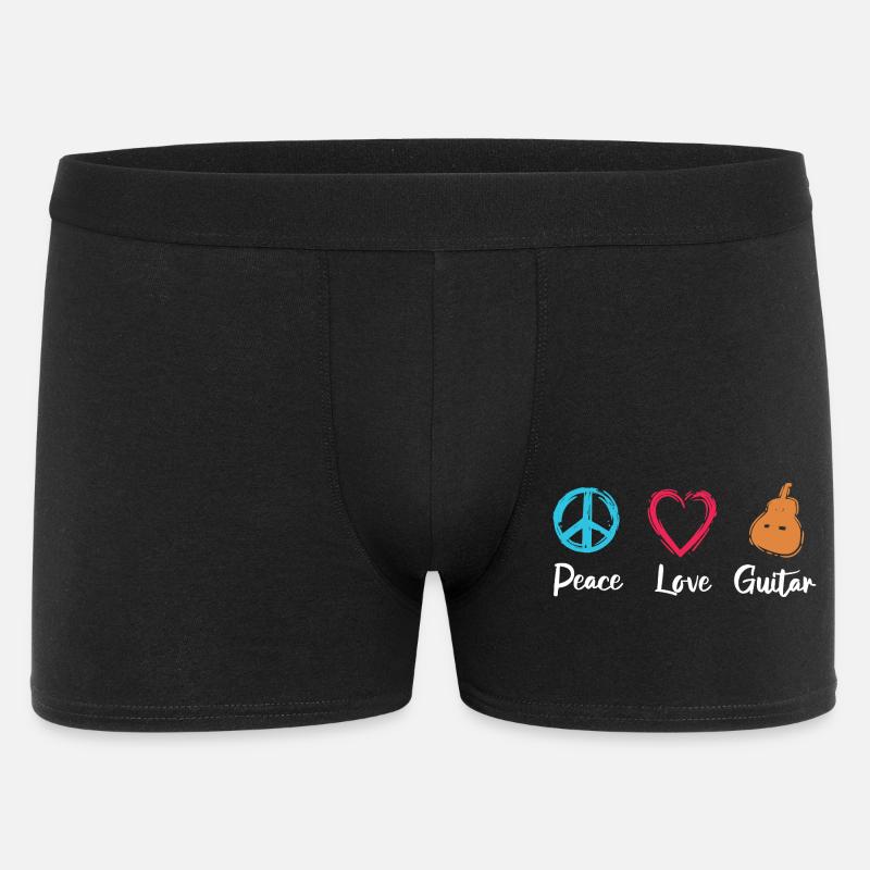Frieden Liebe Gitarre - Männer Boxer Shorts - Schwarz
