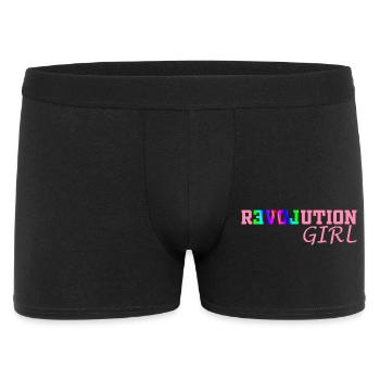 Revolution Girl  - Männer Boxer Shorts - Schwarz - Vorne