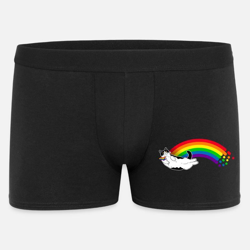 Regenbogen-Katze - Männer Boxer Shorts - Schwarz
