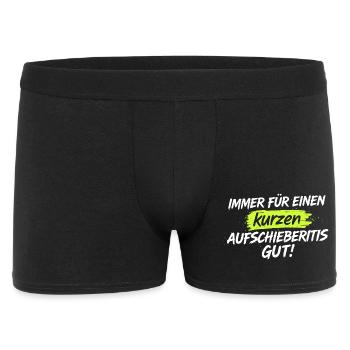 Kurze Aufschieberitis Humor Shirt - Männer Boxer Shorts - Schwarz - Vorne