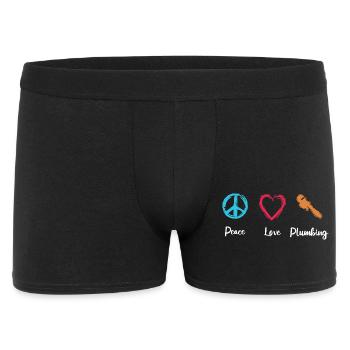 Peace Love Plumbing - Männer Boxer Shorts - Schwarz - Vorne