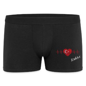 Turkey Heart with Star Crescent Pulse - Men's Boxer Shorts - black - Front