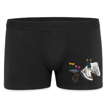 Hiking boots with flowers - Men's Boxer Shorts - black - Front