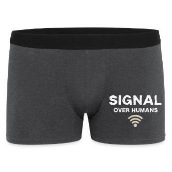 Signal Over Humans - Citation technique drôle - Boxer Homme - charbon - Devant