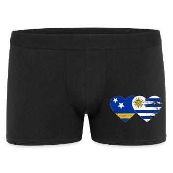 Curaçao_Uruguay_Flagge_Herz_used - Männer Boxer Shorts - Schwarz - Vorne