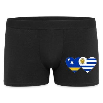 Curacao_Uruguay_Flagge_Herz - Männer Boxer Shorts - Schwarz - Vorne