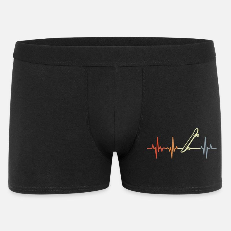 Retro Skateboard Herzschlag - Männer Boxer Shorts - Schwarz