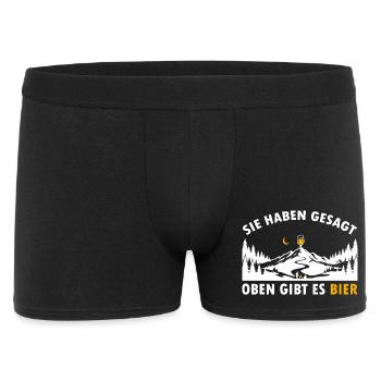 Sie haben gesagt oben gibt es Bier auf dem Berg - Männer Boxer Shorts - Schwarz - Vorne