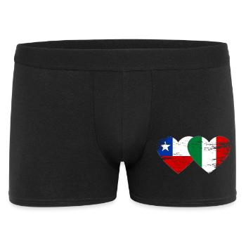 Chile Italy flag heart used - Men's Boxer Shorts - black - Front