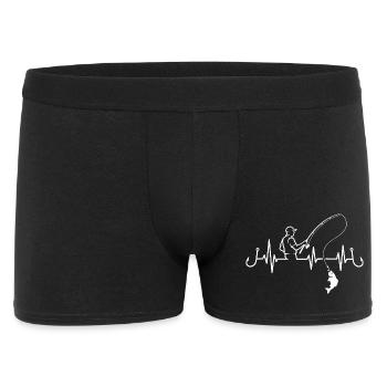 Angler Heartbeat ECG Fish Fishing Hook - Men's Boxer Shorts - black - Front