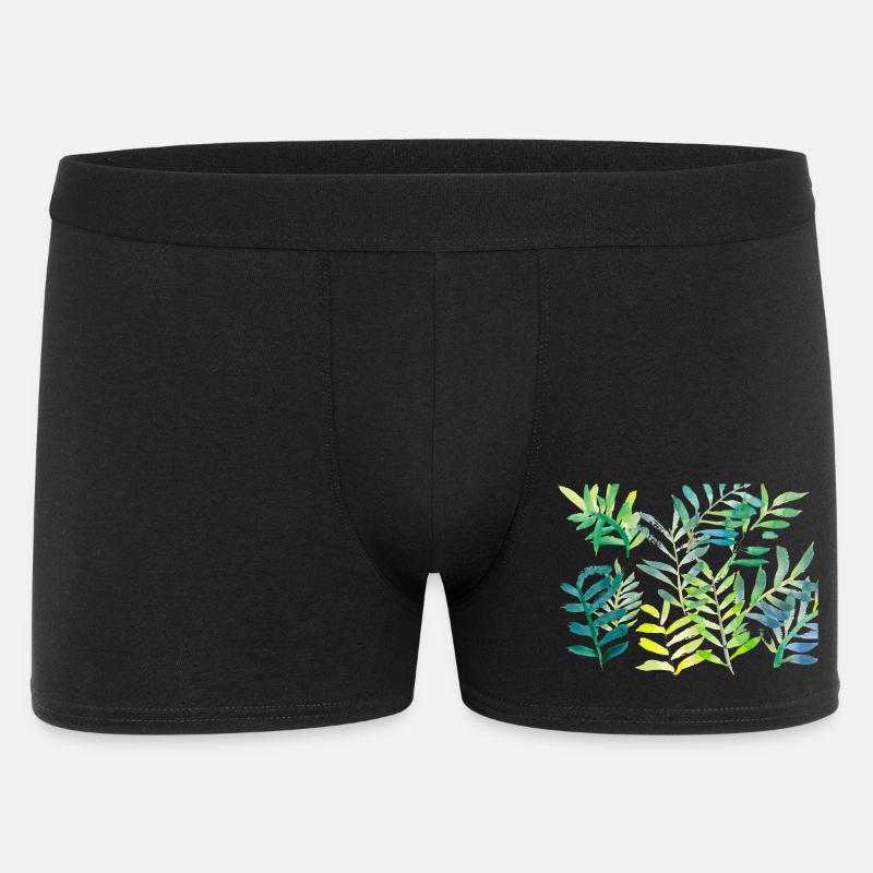 Water-coloured leaf branches - Men's Boxer Shorts - black
