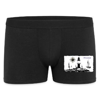 Warnemünde Leuchtturm Kompass Edition - Männer Boxer Shorts - Schwarz - Vorne