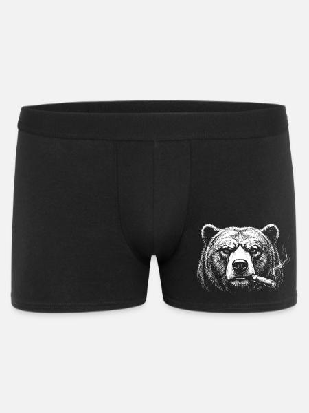 Bären-Zigarrenporträt in fetter Tinte - Männer Boxer Shorts - Schwarz
