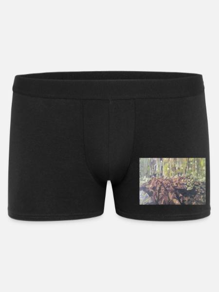 Rondins dans la forêt – un paysage impressionniste - Boxer Homme - noir