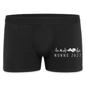 Nonno 2027 Battito Cardiaco Annuncio Gravidanza - Männer Boxer Shorts - Schwarz - Vorne