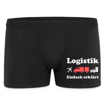 Logistik Design: Flugzeug, Lkw, Fracht - Männer Boxer Shorts - Schwarz - Vorne