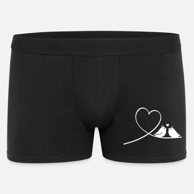 Verliebte Vögel mit Herz Silhouette - Männer Boxer Shorts - Schwarz