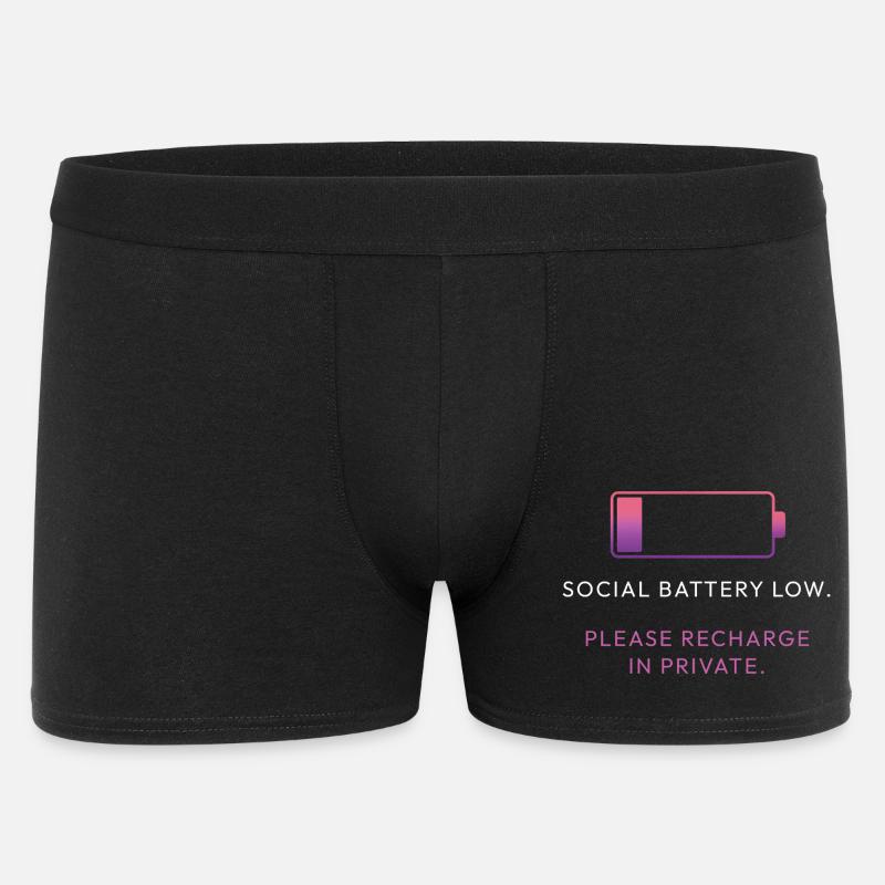 Social Battery Low – Bitte laden Sie sich privat auf - Männer Boxer Shorts - Schwarz