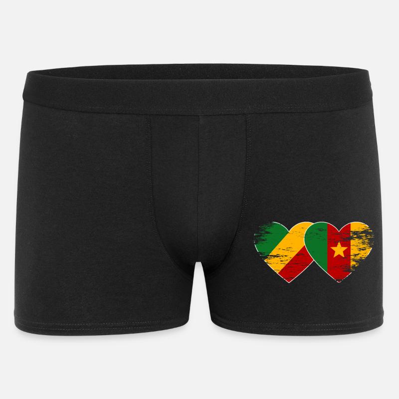 Kongo_Kamerun_Flagge_Herz_used - Männer Boxer Shorts - Schwarz