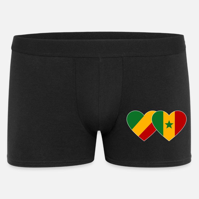 Kongo_Senegal_Flagge_Herz - Boxer Homme - noir