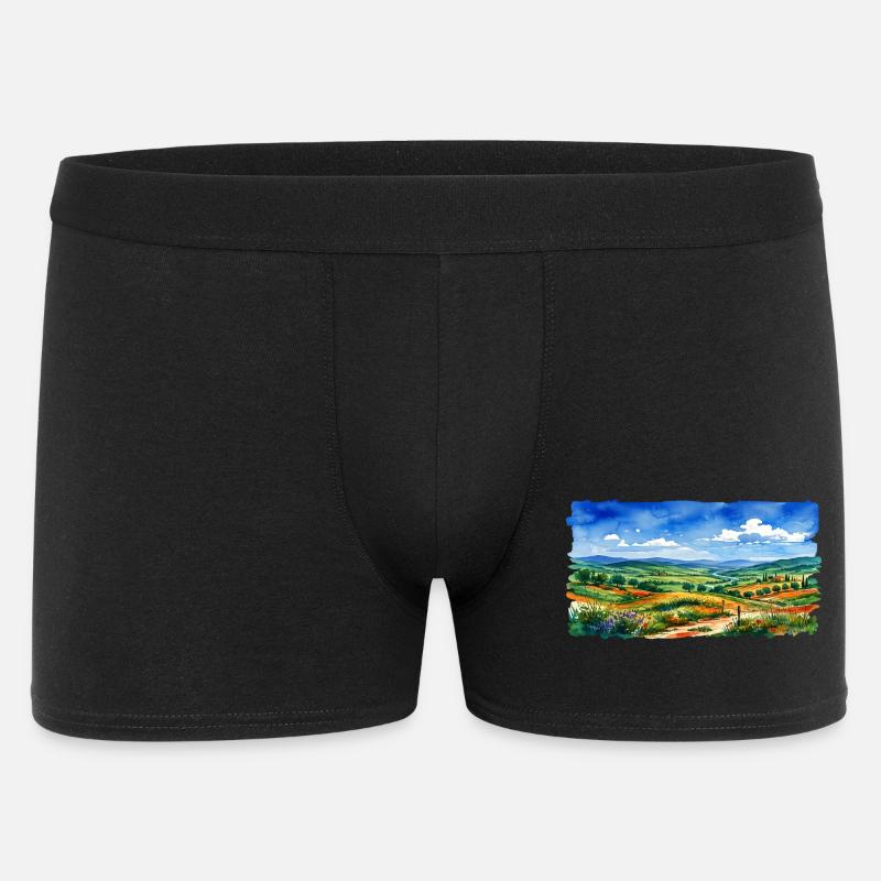 Panorama aquarelle paysager - Boxer Homme - noir