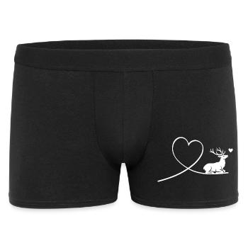 Süßer Rehbock mit Herz Silhouette Natur - Männer Boxer Shorts - Schwarz - Vorne