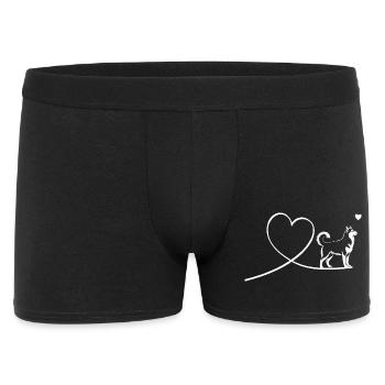 Sled Dog Husky with Heart Silhouette Line Art - Men's Boxer Shorts - black - Front
