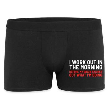 Morning Brain Workout Typographic Tee - Men's Boxer Shorts - black - Front