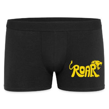 Löwe Brüllen Schriftzug Design - Männer Boxer Shorts - Schwarz - Vorne
