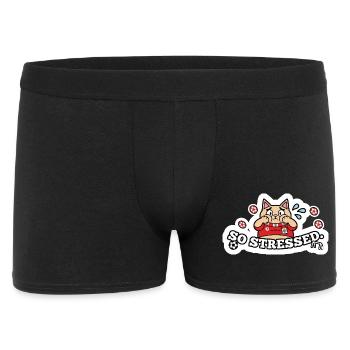Lustige gestresste Fußball-Fankatze Fußball-Aufkleber-Kunst - Männer Boxer Shorts - Schwarz - Vorne