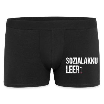 Sozialakku leer - Lustiger Spruch für Introverte - Männer Boxer Shorts - Schwarz - Vorne