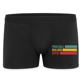 Pickleball Mahjong Repeat Retro Streifen - Männer Boxer Shorts - Schwarz - Vorne