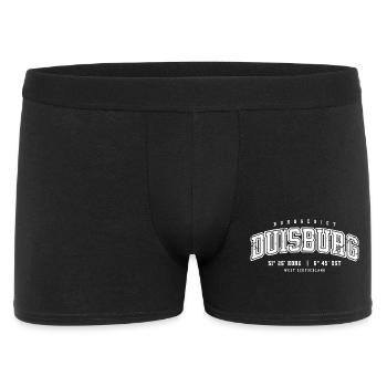 Duisburg GPS Design–Ruhrgebiet College Stil - Männer Boxer Shorts - Schwarz - Vorne