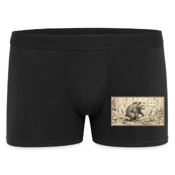 Waldgespräch: Bär und Hase - Männer Boxer Shorts - Schwarz - Vorne