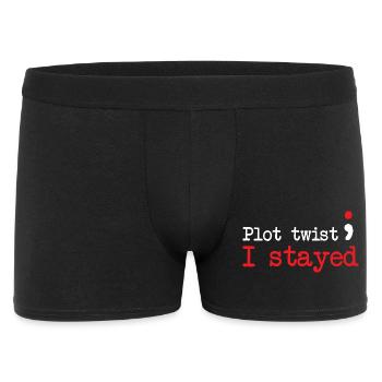 Semi Colon Plot Twist I Stayed Semicolon - Männer Boxer Shorts - Schwarz - Vorne