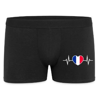 Frankreich Herzschlag EKG Liebe Herz Frankreichfan - Männer Boxer Shorts - Schwarz - Vorne