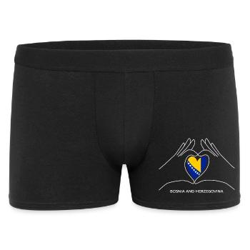 Bosnien und Herzegovina Fan Herz mit Flagge - Männer Boxer Shorts - Schwarz - Vorne